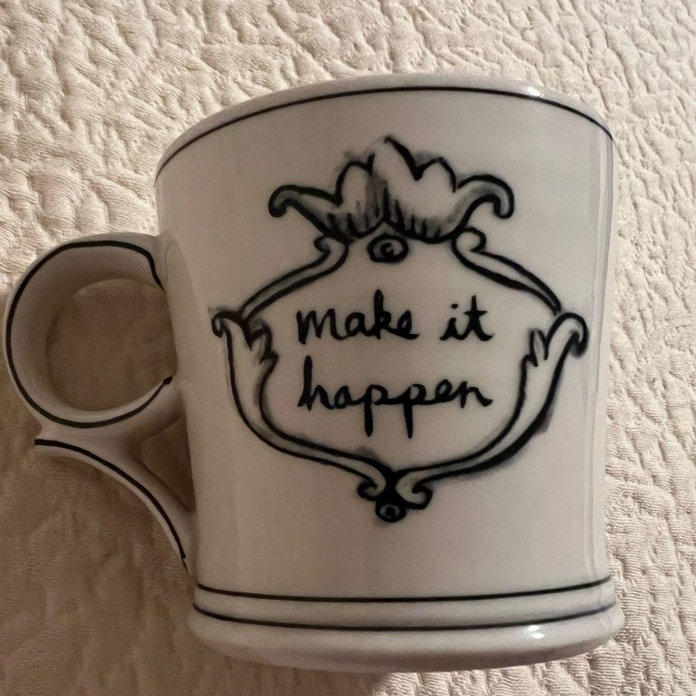 Anthropologie Molly Hatch Green Coffee Mug Stripe Make It Happen